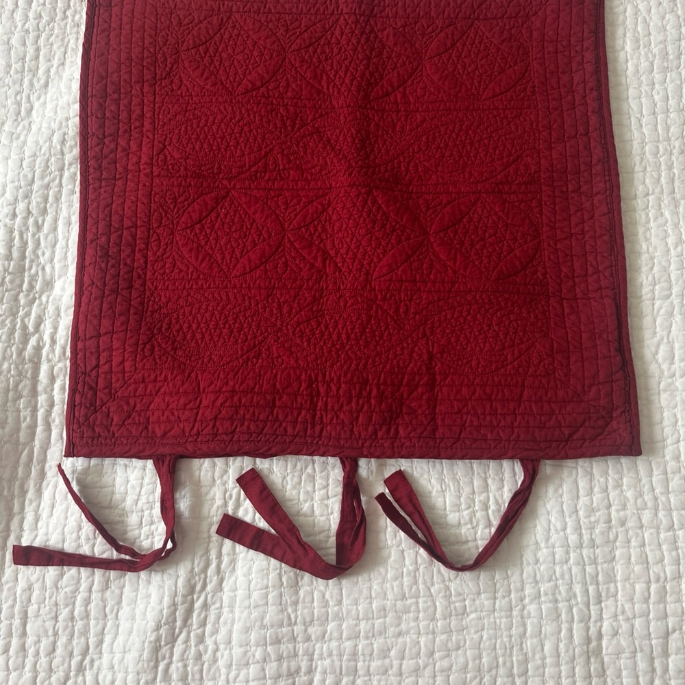 Pottery Barn Euro Sham Pillow Cover Red Pick Stitch Quilted Tie Closure